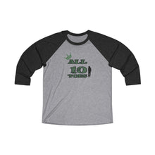 Load image into Gallery viewer, Abe 10 toes Tri-Blend 3/4 Raglan Tee
