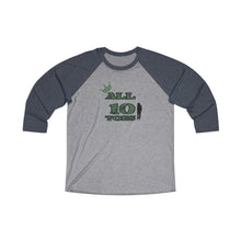 Load image into Gallery viewer, Abe 10 toes Tri-Blend 3/4 Raglan Tee
